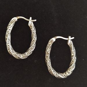 Sterling Silver and Marquisette Hoop Earrings